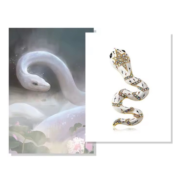 Serpenti White Gold Crystal Mystic Snake Brooch - Picture 4 of 5